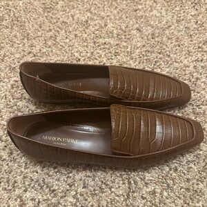 Marion Parke Brown Crocodile Embossed Loafers Toscana Size EU 39